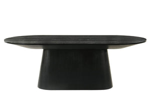 English Elm Contemporary Oval Cocktail Table with Sculptural Cone Pedestal Base for Living Rooms Black B2741S00989