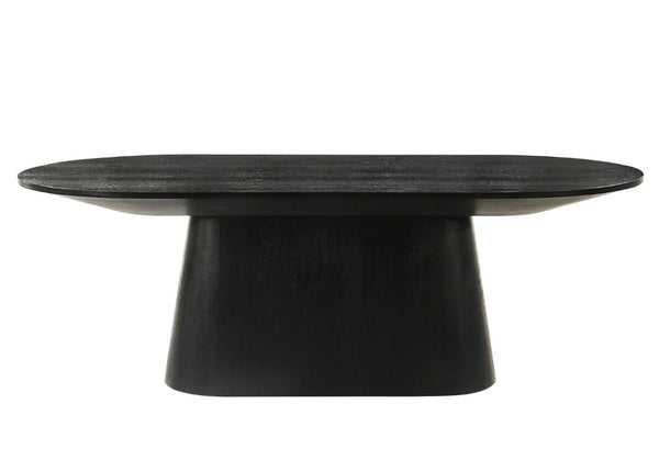 English Elm Contemporary Oval Cocktail Table with Sculptural Cone Pedestal Base for Living Rooms Black B2741S00989