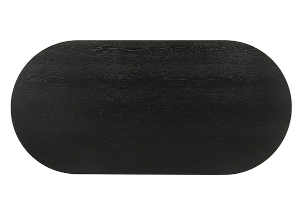 English Elm Contemporary Oval Cocktail Table with Sculptural Cone Pedestal Base for Living Rooms Black B2741S00989