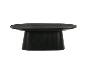 English Elm Contemporary Oval Cocktail Table with Sculptural Cone Pedestal Base for Living Rooms Black B2741S00989