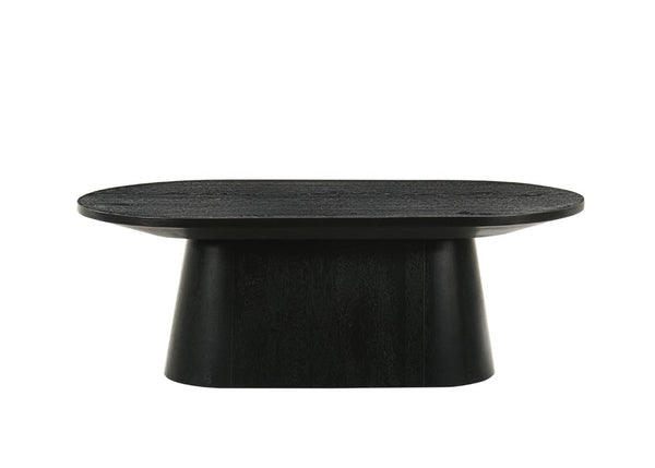 English Elm Contemporary Oval Cocktail Table with Sculptural Cone Pedestal Base for Living Rooms Black B2741S00989