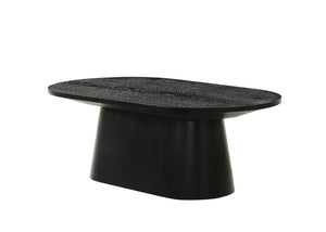 English Elm Contemporary Oval Cocktail Table with Sculptural Cone Pedestal Base for Living Rooms Black B2741S00989