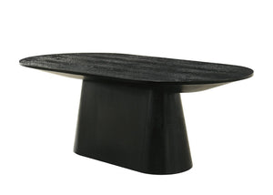 English Elm Contemporary Oval Cocktail Table with Sculptural Cone Pedestal Base for Living Rooms Black B2741S00989