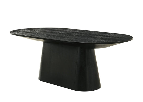 English Elm Contemporary Oval Cocktail Table with Sculptural Cone Pedestal Base for Living Rooms Black B2741S00989