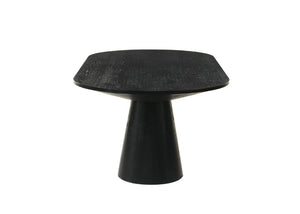 English Elm Contemporary Oval Cocktail Table with Sculptural Cone Pedestal Base for Living Rooms Black B2741S00989