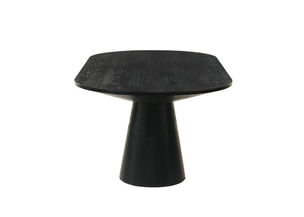 English Elm Contemporary Oval Cocktail Table with Sculptural Cone Pedestal Base for Living Rooms Black B2741S00989