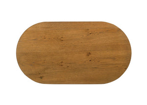English Elm Contemporary Oval Cocktail Table with Sculptural Cone Pedestal Base for Living Rooms Walnut B2741S00990