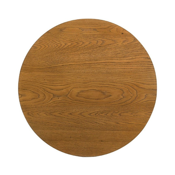 English Elm Contemporary Round Pedestal Cocktail Table Oak Veneer Cone Base Living Room Accent Walnut B2741S00992