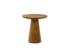 English Elm Modern Round End Table with Cone Pedestal Base in Walnut Oak Veneer for Living Rooms B2741S00994