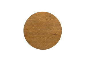 English Elm Modern Round End Table with Cone Pedestal Base in Walnut Oak Veneer for Living Rooms B2741S00994