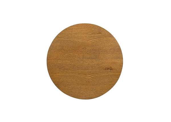 English Elm Modern Round End Table with Cone Pedestal Base in Walnut Oak Veneer for Living Rooms B2741S00994