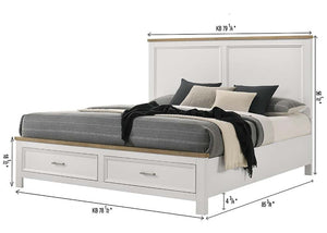 English Elm 1Pc White Solid Wood King Platform Bed with Footboard Storage Drawers for Bedroom B2741S00995