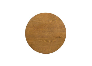 English Elm Contemporary Sculptural Pedestal Round Top Table Set with Warm Walnut Wood Finish Walnut 2pc: Cocktail Table + End Table B2741S00996