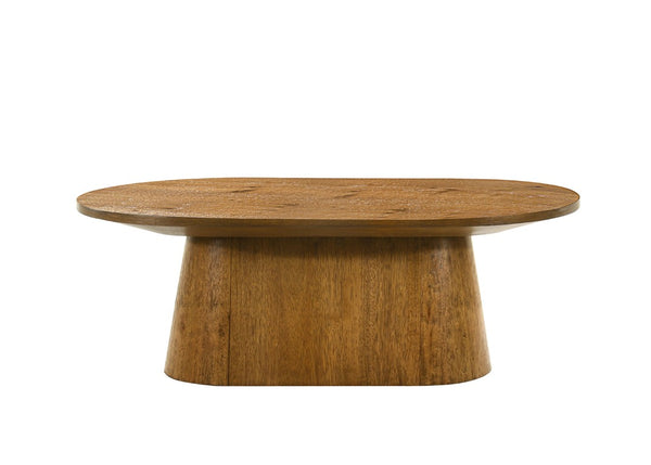 English Elm Modern Walnut Two Piece Living Room Set with Oval Coffee and Round Pedestal End Table B2741S00998