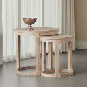 English Elm 2Pc Pine Wood Coffee and End Table Set with Rolling Casters Open Shelf Living Room B2741S01003
