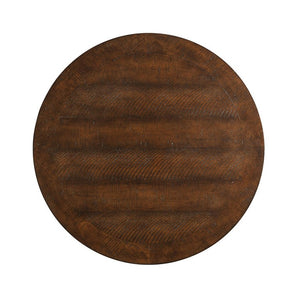 English Elm Contemporary Sculptural Pedestal Round Top Table Set with Warm Walnut Wood Finish Espresso 2pc: Coffee Table + End Table B2741S01004