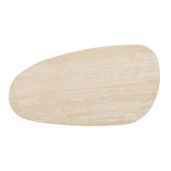 English Elm Contemporary Travertine Top Coffee Table with Trestle Base for Modern Living Rooms B2741S01005