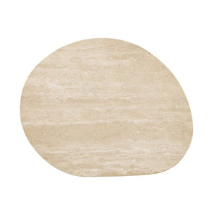 English Elm Contemporary Travertine Stone Top End Table with Trestle Oak Base for Living Room B2741S01006