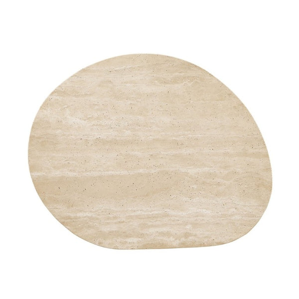 English Elm Contemporary Travertine Stone Top End Table with Trestle Oak Base for Living Room B2741S01006