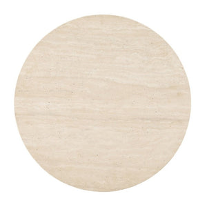 English Elm Contemporary Organic Modern End Table with Travertine Stone Top and Oak Block Base B2741S01008