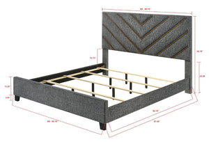 English Elm Beautiful King Platform Bed Tufted Chevron Headboard Solid Wood Warm Tones Bedroom B2741S01013