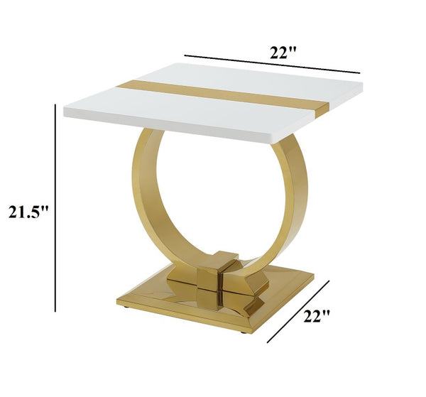 English Elm Contemporary Sculptural Pedestal Round Top Table Set with Warm Walnut Wood Finish Gold/White 3pc: Coffee Table + End Table + Sofa Table B2741S01019