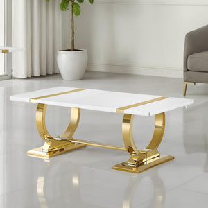English Elm Contemporary Sculptural Pedestal Round Top Table Set with Warm Walnut Wood Finish Gold/White 3pc: Coffee Table + End Table + Sofa Table B2741S01019