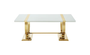 English Elm Contemporary Sculptural Pedestal Round Top Table Set with Warm Walnut Wood Finish Gold/White 3pc: Coffee Table + End Table + Sofa Table B2741S01019