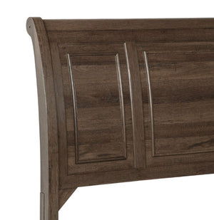 English Elm 1Pc Walnut Platform Queen Bed Curved Headboard Footboard Storage Drawers Solid Wood Frame Brown/Walnut B2741S01021