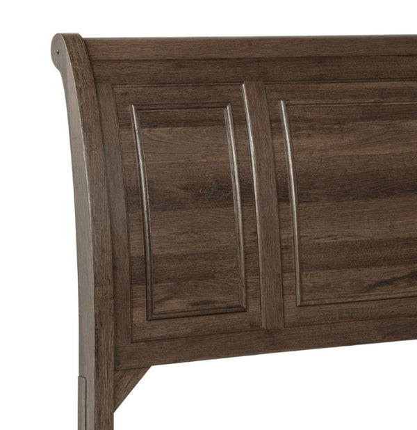 English Elm 1Pc Walnut Platform Queen Bed Curved Headboard Footboard Storage Drawers Solid Wood Frame Brown/Walnut B2741S01021