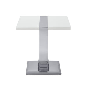 English Elm Contemporary Sculptural Pedestal Round Top Table Set with Warm Walnut Wood Finish Silver/White 3pc: Coffee Table + End Table + Sofa Table B2741S01023