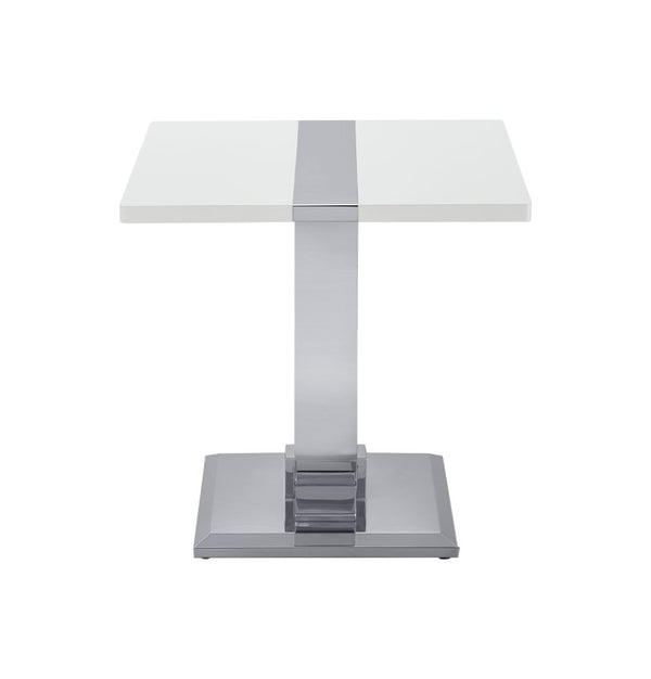 English Elm Contemporary Sculptural Pedestal Round Top Table Set with Warm Walnut Wood Finish Silver/White 3pc: Coffee Table + End Table + Sofa Table B2741S01023