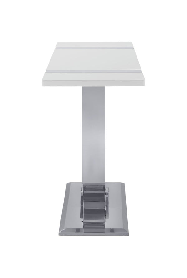 English Elm Contemporary Sculptural Pedestal Round Top Table Set with Warm Walnut Wood Finish Silver/White 3pc: Coffee Table + End Table + Sofa Table B2741S01023