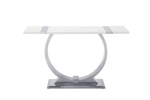 English Elm Contemporary Sculptural Pedestal Round Top Table Set with Warm Walnut Wood Finish Silver/White 3pc: Coffee Table + End Table + Sofa Table B2741S01023