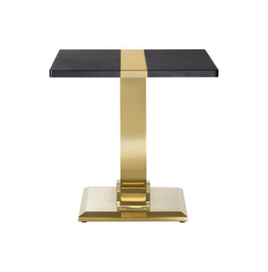 English Elm Contemporary Sculptural Pedestal Round Top Table Set with Warm Walnut Wood Finish Black/Gold 3pc: Coffee Table + End Table + Sofa Table B2741S01026