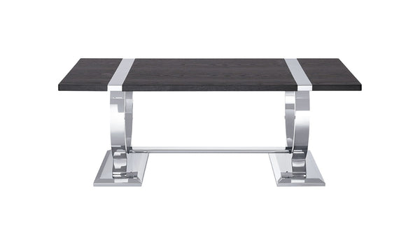 English Elm Contemporary Three Piece Living Room Set with Steel Trestle Base and Black Tabletops B2741S01028
