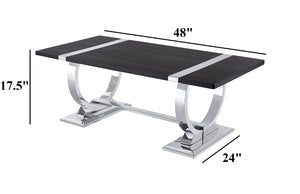 English Elm Contemporary Three Piece Living Room Set with Steel Trestle Base and Black Tabletops B2741S01028