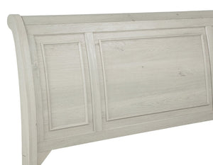 English Elm 1Pc Walnut Platform Queen Bed Curved Headboard Footboard Storage Drawers Solid Wood Frame Ancient White B2741S01033