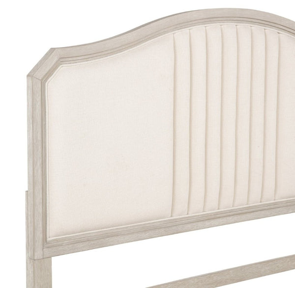 English Elm Napoli Queen Bed Tall Fabric Headboard Solid Wood Frame Beige Upholstered Bedroom B2741S01037