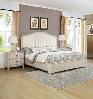 English Elm Napoli Queen Bedroom Set Upholstered Headboard with USB Nightstands in Warm Beige B2741S01039