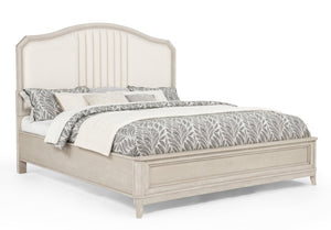 English Elm White Pinewood Twin Bedroom Set with Two Nightstands Two-Tone Farmhouse Panel Design Napoli King B2741S01040