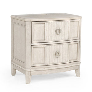 English Elm White Pinewood Twin Bedroom Set with Two Nightstands Two-Tone Farmhouse Panel Design Napoli King B2741S01040