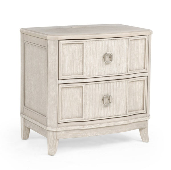 English Elm White Pinewood Twin Bedroom Set with Two Nightstands Two-Tone Farmhouse Panel Design Napoli King B2741S01040