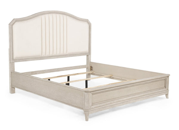 English Elm White Pinewood Twin Bedroom Set with Two Nightstands Two-Tone Farmhouse Panel Design Napoli King B2741S01040