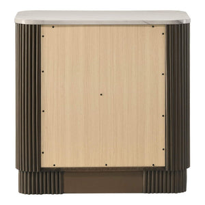 English Elm 3Pc Queen Bedroom Set Leatherette Tufted Headboard with LED Lighting Dark Walnut B2741S01054