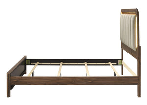 English Elm Walnut 3 Piece Bedroom Set with LED Headboard Nightstands and USB Charging Ports Eastern King B2741S01060