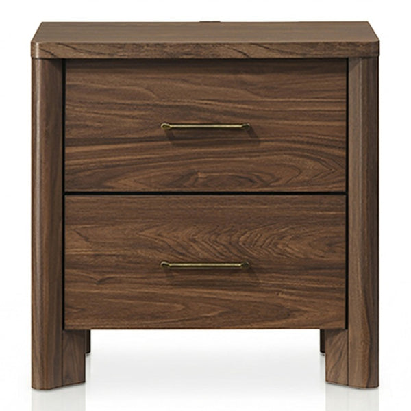 English Elm Walnut 3 Piece Bedroom Set with LED Headboard Nightstands and USB Charging Ports Eastern King B2741S01060