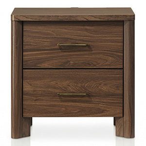 English Elm Walnut 3 Piece Bedroom Set with LED Headboard Nightstands and USB Charging Ports Queen B2741S01061