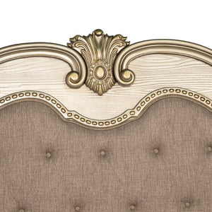 English Elm Traditional Baroque Queen Bedroom Set Sleigh Bed Marble Nightstands Tufted Headboard B2741S01066