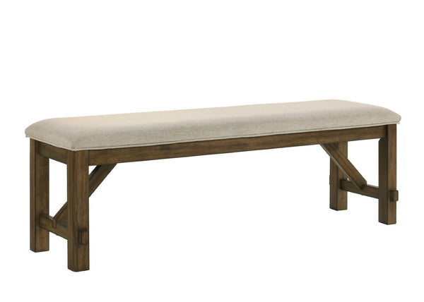 English Elm 6Pc Extendable Rectangular Dining Set with Upholstered Chairs Bench and Warm Wood Finish 6pc with Extendable Table, Chairs & Bench B2741S01070